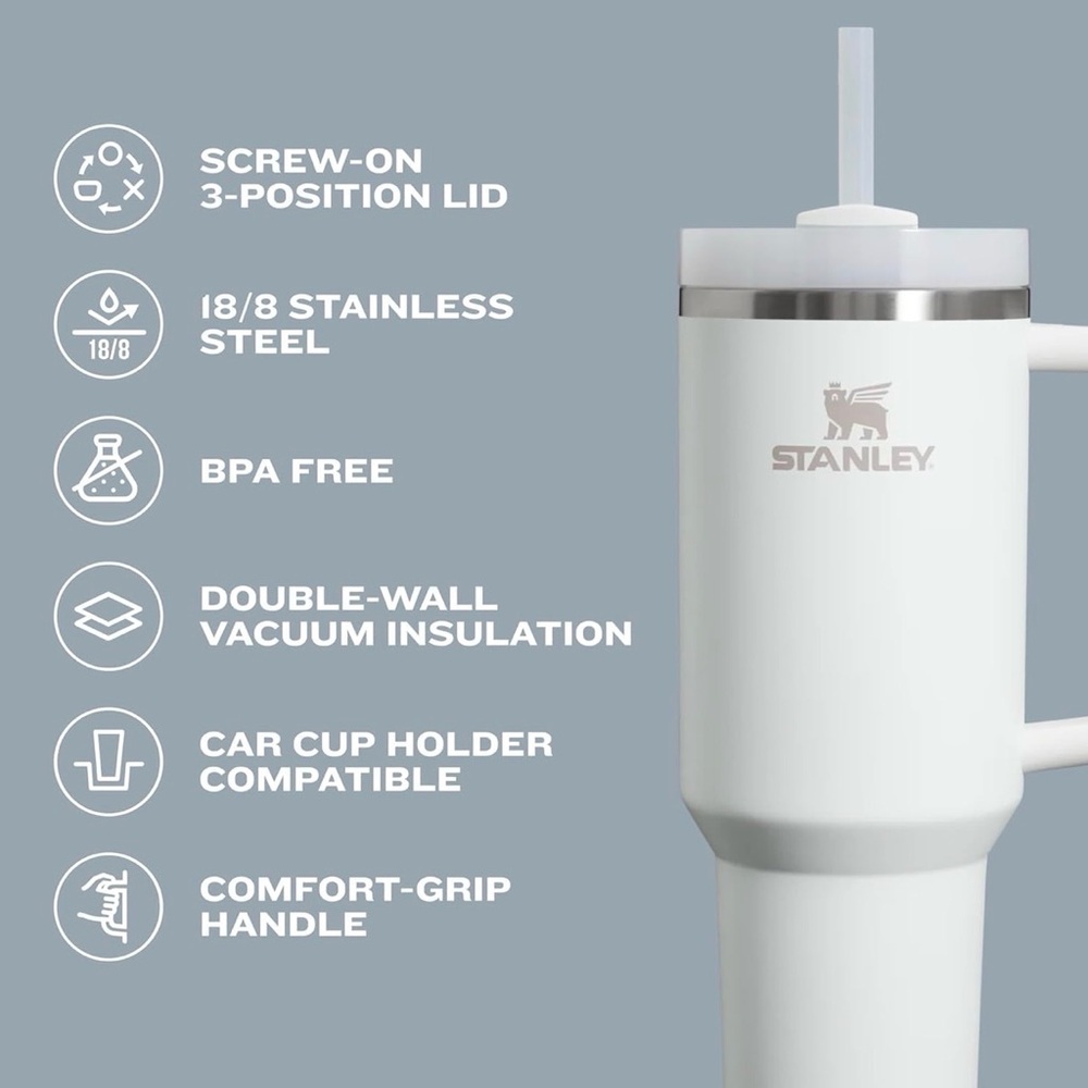 Stanley White Insulated Tumbler with Handle - Picture 3 of 6
